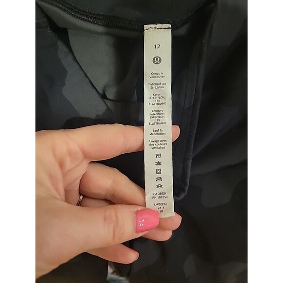 Lululemon Base Pace High-Rise Tight 28" Brushed NuluxCamo Deep Coal Multi Sz 12 - Picture 6 of 8